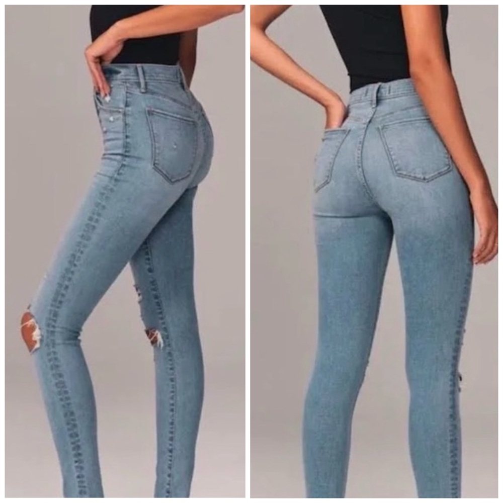 Abercrombie & Fitch Super Skinny High Rise Distressed Jeans - Picture 3 of 15
